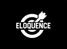 a logo for eloquence with a dart in the center