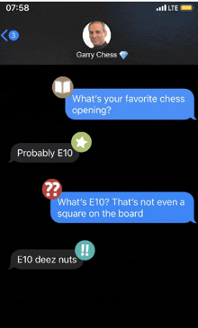 a screenshot of a conversation between garry chess and another person