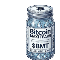 a jar of bitcoin maxi tears with water drops on the label