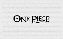 a black and white logo for one piece is on a white grid paper .