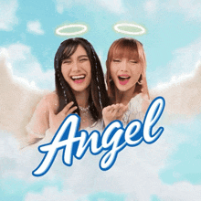 a picture of two girls with angel wings and the word angel on the bottom