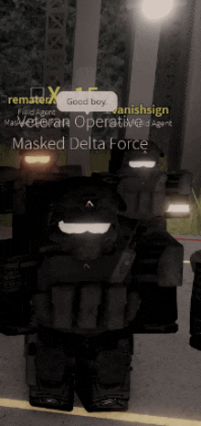 a group of masked delta force soldiers standing on a road