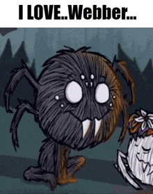 a cartoon of a spider with the words " i love webber " above it