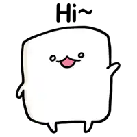 a cartoon drawing of a marshmallow with a speech bubble that says `` hi '' .