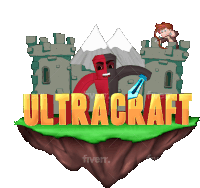 a logo for a video game called ultracraft with a castle in the background