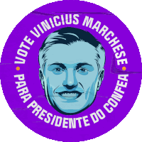 a purple sticker with a man 's face and the words vote unicus marchese para presidente do confea