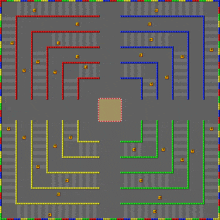 a computer generated image of a maze with a square in the center