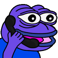 a purple frog is talking on a phone