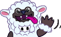 a cartoon of a sheep with its tongue out