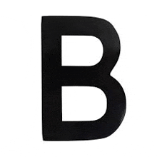 the letter b is black and has a white outline .