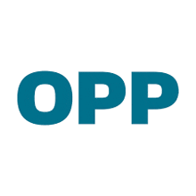 a white background with the word opp in blue letters