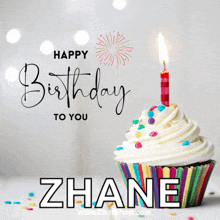 a birthday card for zhane with a cupcake