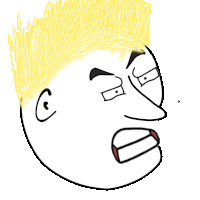 a drawing of a man 's face with a yellow hairdo