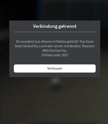 a notification that says verbindung getrennt in german