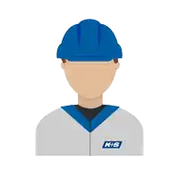 an icon of a man wearing a blue hard hat and a k-s logo