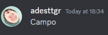 a picture of a person 's face with the name campo below it