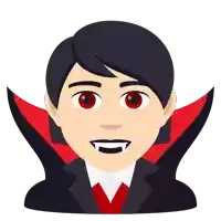 an illustration of a vampire with red eyes and fangs