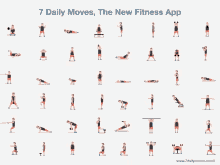 a poster showing a variety of exercises with the words 7 daily moves the new fitness app