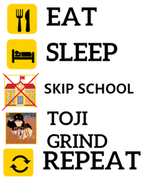 a sign that says eat sleep skip school and grind repeat