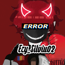 a person wearing boxing gloves and a mask with the word error on it