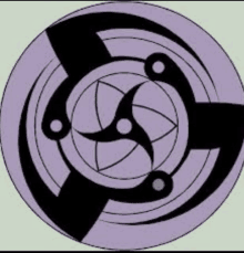 a drawing of a purple and black circle with a star in the middle .