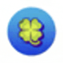 a blue circle with a green four leaf clover on it