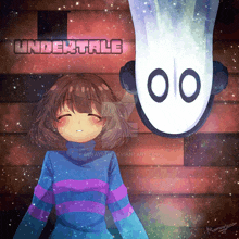 a drawing of a girl and a ghost with the words undertale on the bottom