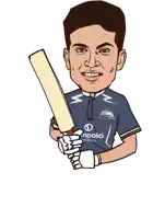 a cartoon of a man holding a cricket bat with titans written on his shirt