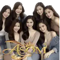 a group of women are posing for a picture with the word asom in gold letters