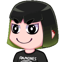 a cartoon girl wearing a shirt that says ramones