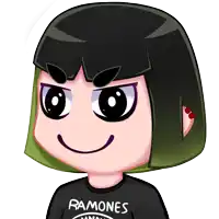 a cartoon girl wearing a shirt that says ramones