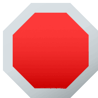 a red octagon sign with a white border