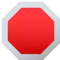 a red octagon sign with a white border