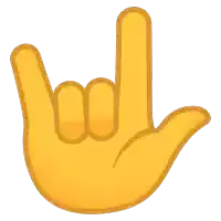 a yellow hand is making a rock sign with its fingers