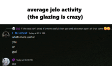 average jelo activity ( the glazing is crazy ) is shown