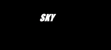 a black background with the word sky in white