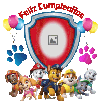 a picture of paw patrol with the words feliz cumpleanos on the bottom