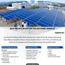 a poster for asia-pacific rooftop solar panel market with a picture of solar panels