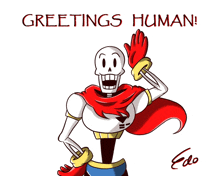 a drawing of papyrus with the words greetings human on the bottom