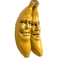 a couple of bananas with faces on them