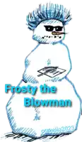 a drawing of a snowman with frosty the blowman written on it