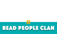 a blue banner with the words bead people clan on it