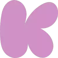 a purple letter k with a white background