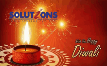 a diwali greeting card with a lit candle and the words " wish you happy diwali "