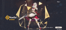 a screenshot of a video game with the character noelle holding a sword