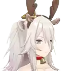 a girl with antlers on her head and a red choker