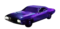 a purple dodge challenger with a hood scoop