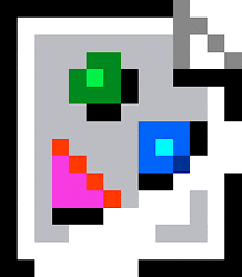 a pixel art drawing of a maze with a green square in the middle .