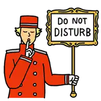 a cartoon of a waiter holding a sign that says " do not disturb "