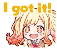 a cartoon of a girl with the words " i got it " above her